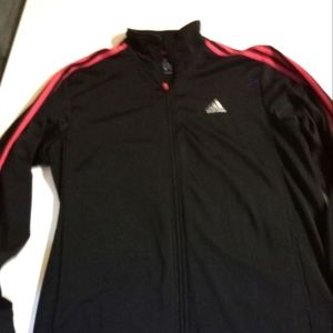 Adidas Track Jacket Men's Size L, Black and Red Full Zip